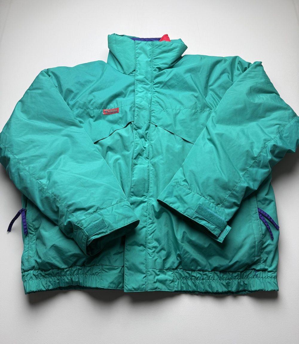 Vintage Columbia Jacket Mens XLT Green Nylon Whirlibird Puffer Ski Winter Taiwan
